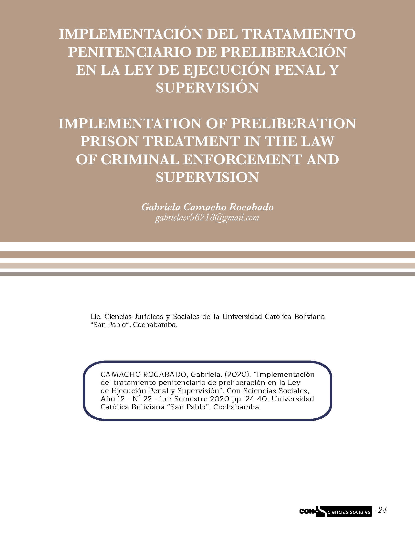 Implementación del tratamiento penitenciario de preliberación en la ley de ejecución penal y supervisión