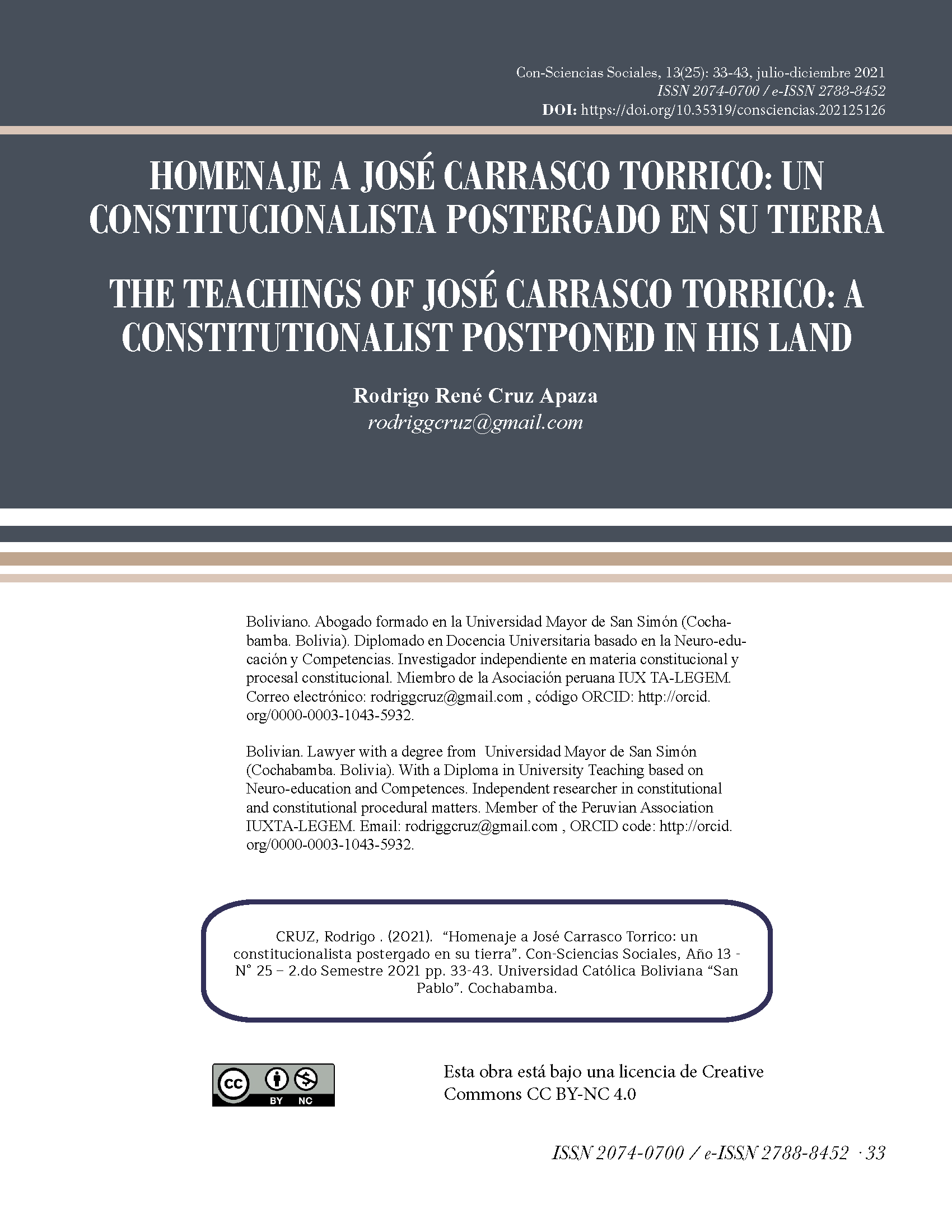 Homenaje a José Carrasco Torrico: Un constitucionalista postergado en su tierra