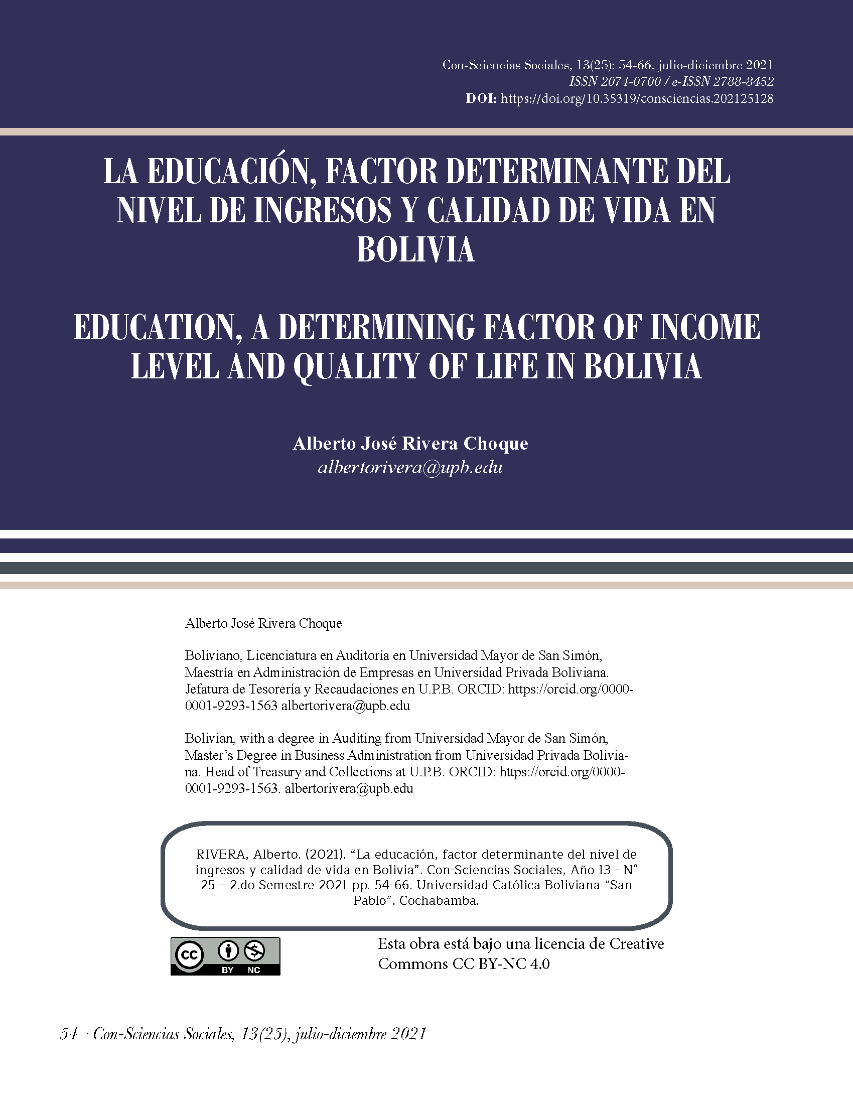 La educación, factor determinante del nivel de ingresos y calidad de vida en Bolivia.