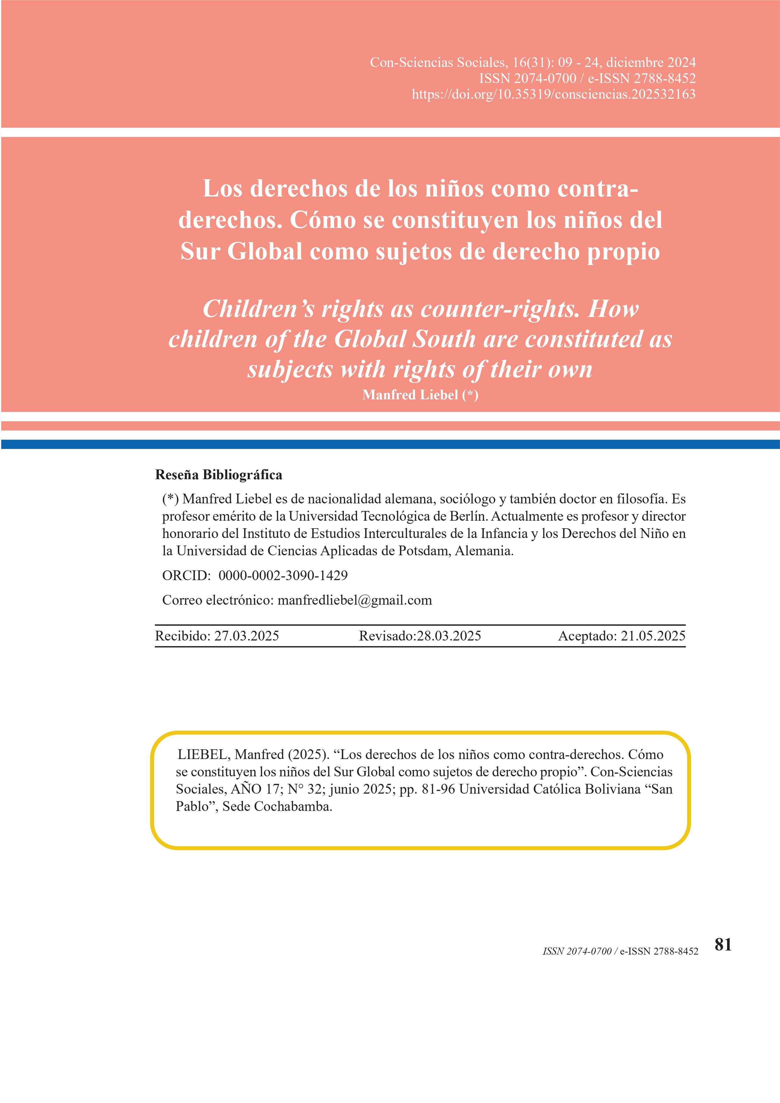 Children's rights as counter-rights. How children of the Global South are constituted as subjects with rights of their own