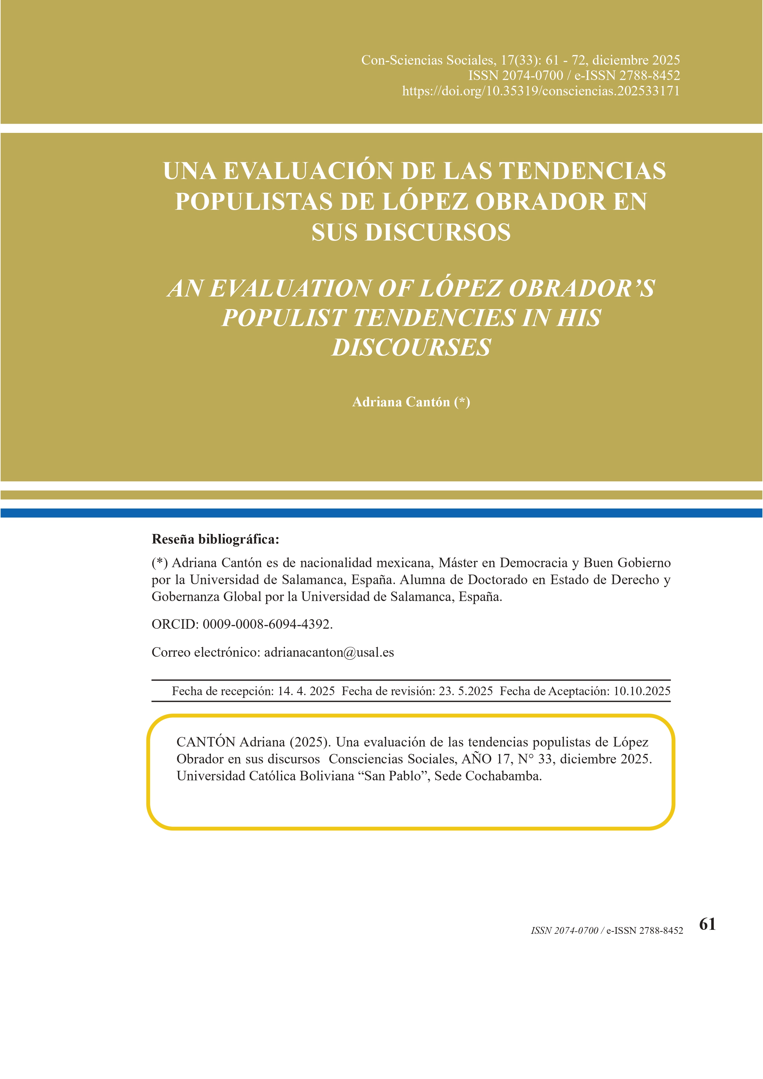 An evaluation of López Obrador's populist tendencies
