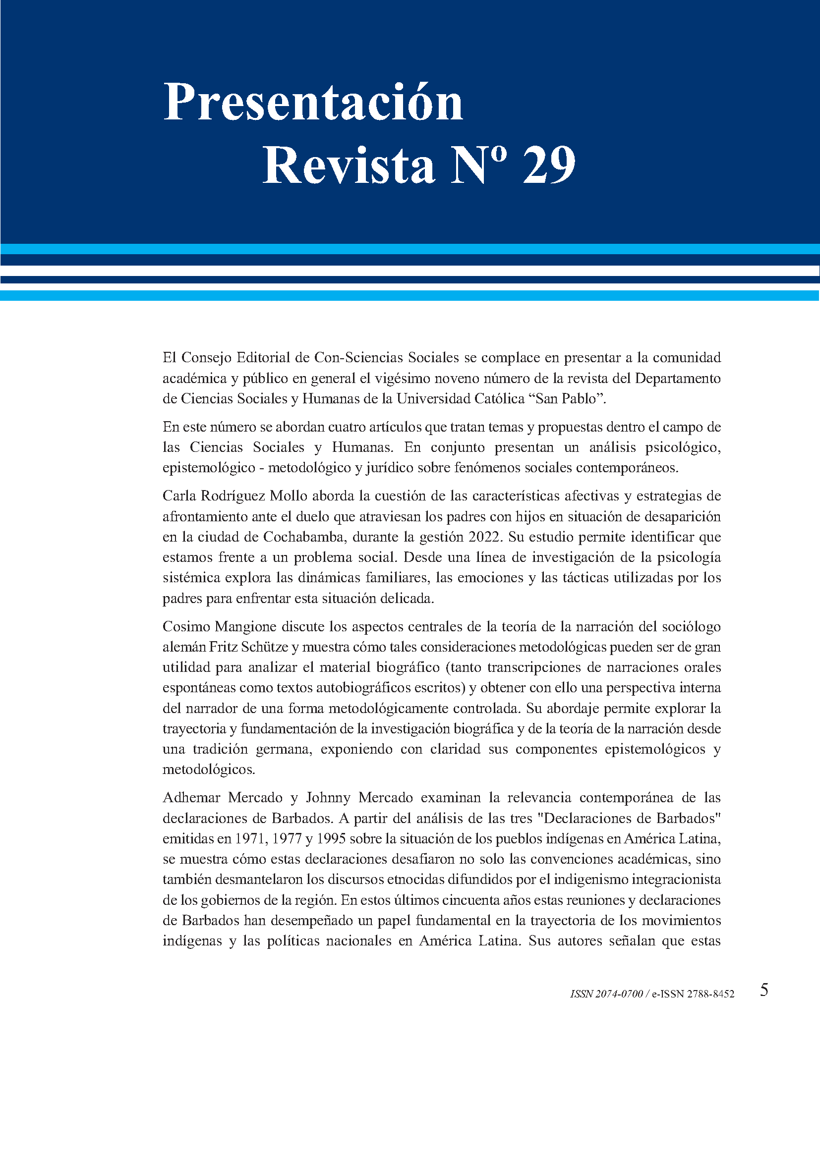 Presentación revista Con-Sciencias Sociales N. 29