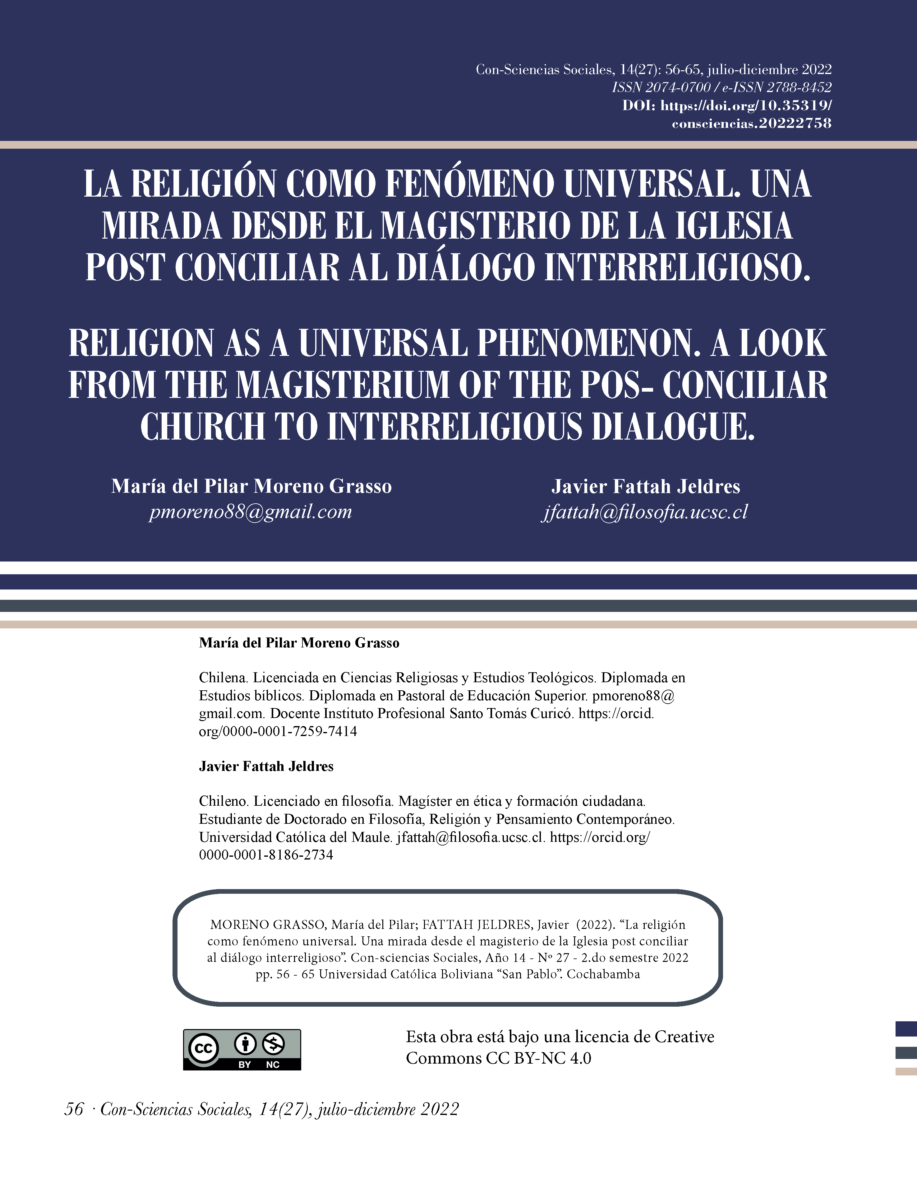 La religión como fenómeno universal. Una mirada desde el magisterio de la Iglesia post conciliar al diálogo interreligioso