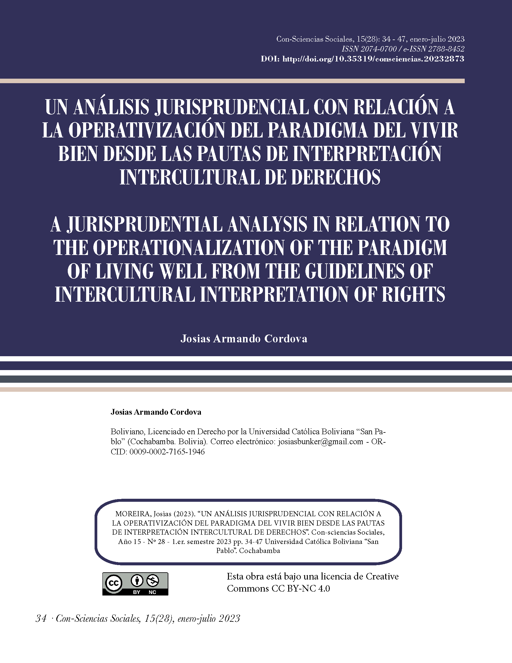 Un análisis jurisprudencial con relación a la operativización del paradigma del vivir bien desde las pautas de interpretación intercultural de derechos